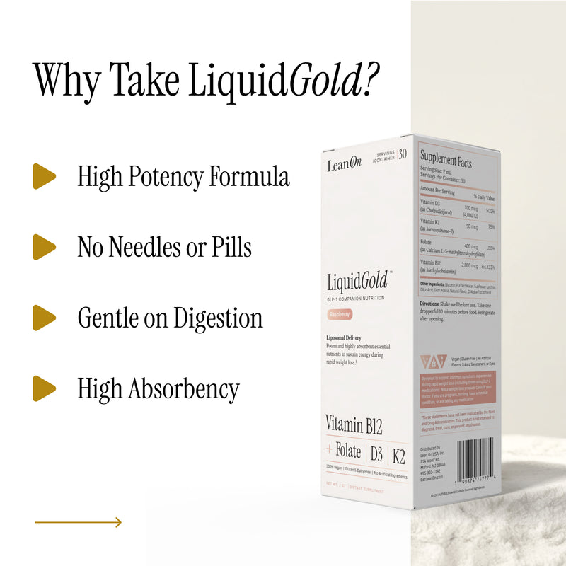 LiquidGold Ultra Strength Liposomal Vitamin B12 with Folate, D3, K2