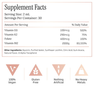 LiquidGold Ultra Strength Liposomal Vitamin B12 with Folate, D3, K2