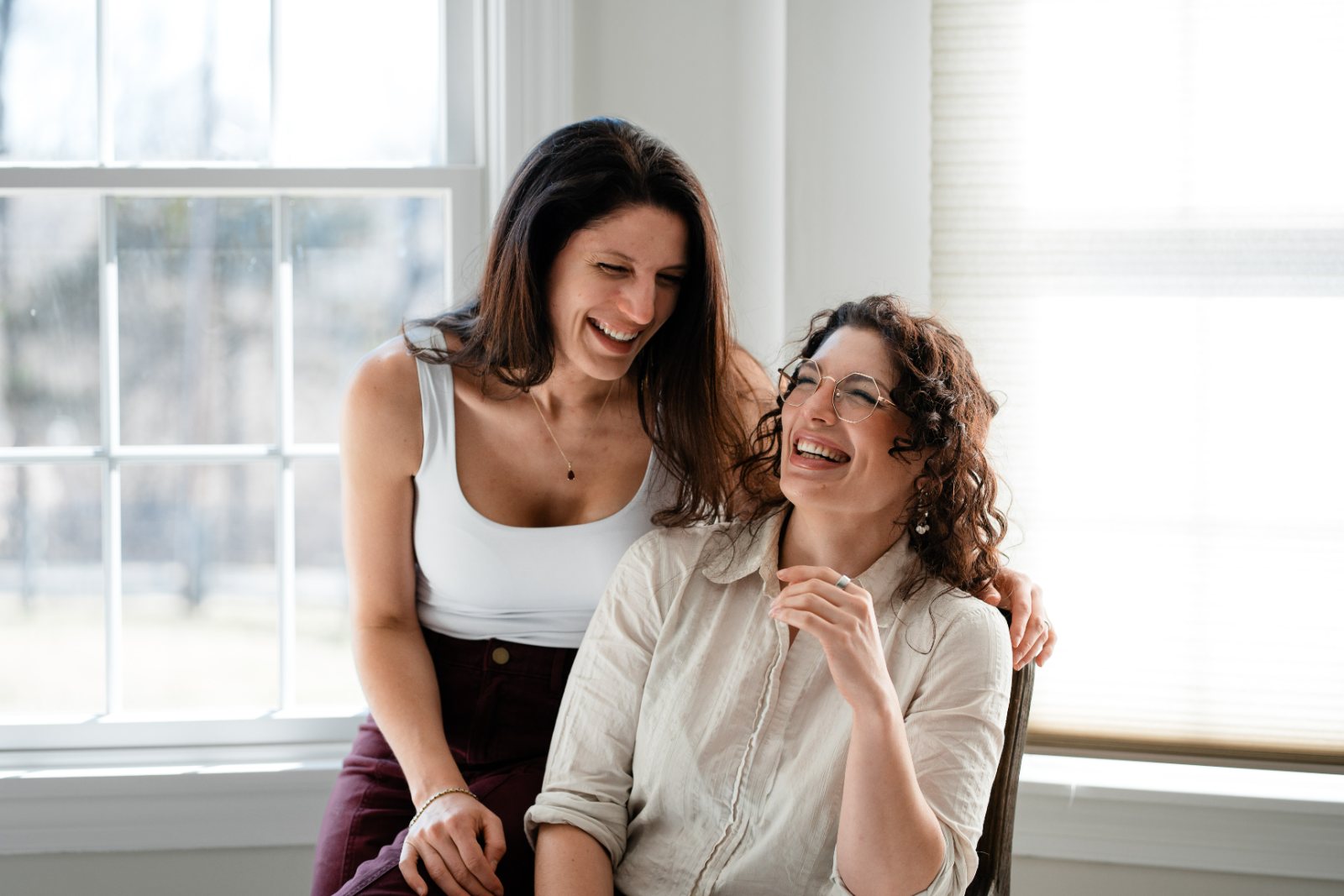 The two sisters who founded Lean On, laughing together